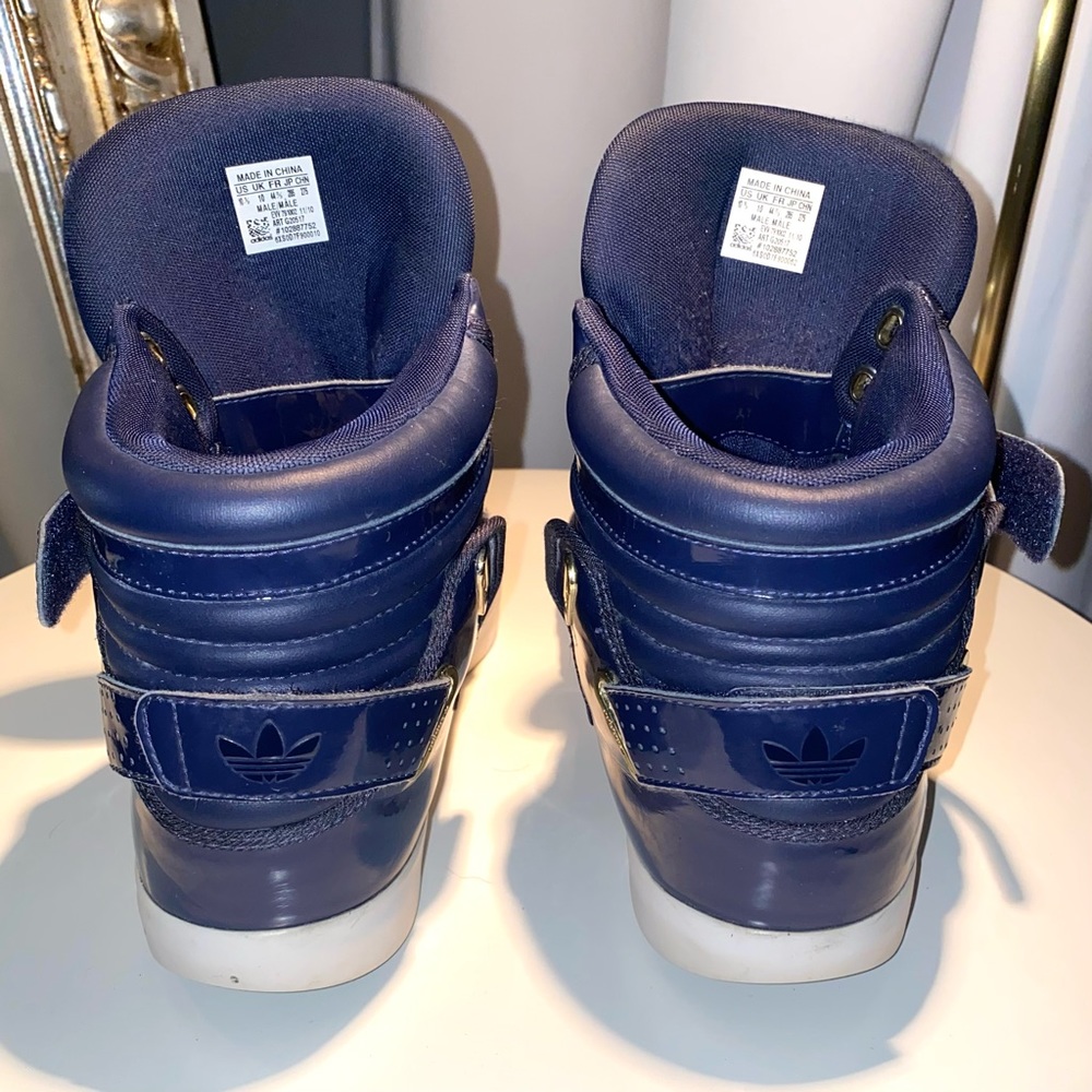 Adidas ORIGINALS Adirise Men’s High Top Sneakers Midn Blue & Gold Details 10.5 - Picture 3 of 9
